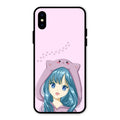 Purple Aesthetic Girl With Cat Phone Glass Case Cover For iPhone XS