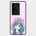 Purple Aesthetic Girl With Cat Phone Glass Case Cover For Iqoo 11 5G