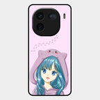 Purple Aesthetic Girl With Cat Phone Glass Case Cover For Iqoo 12 5G