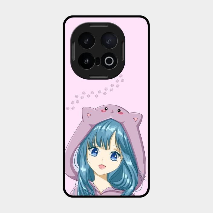 Purple Aesthetic Girl With Cat Phone Glass Case Cover For Iqoo 13 5G
