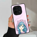 Purple Aesthetic Girl With Cat Phone Glass Case Cover For Vivo - ShopOnCliQ