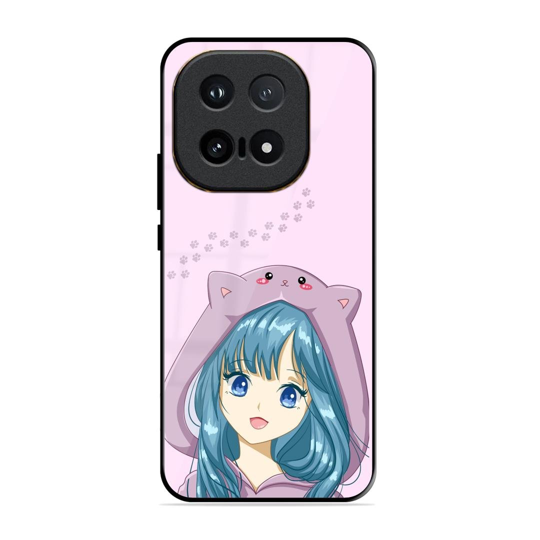 Purple Aesthetic Girl With Cat Phone Glass Case Cover For iQOO 15 5G