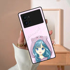Purple Aesthetic Girl With Cat Phone Glass Case Cover For Vivo - ShopOnCliQ