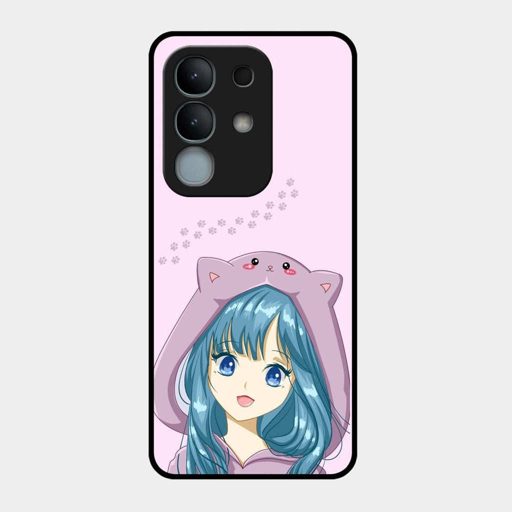Purple Aesthetic Girl With Cat Phone Glass Case Cover For iQOO Z10x 5G