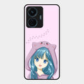 Purple Aesthetic Girl With Cat Phone Glass Case Cover For Iqoo Z6 Lite 5G