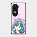 Purple Aesthetic Girl With Cat Phone Glass Case Cover For Iqoo Z9S 5G