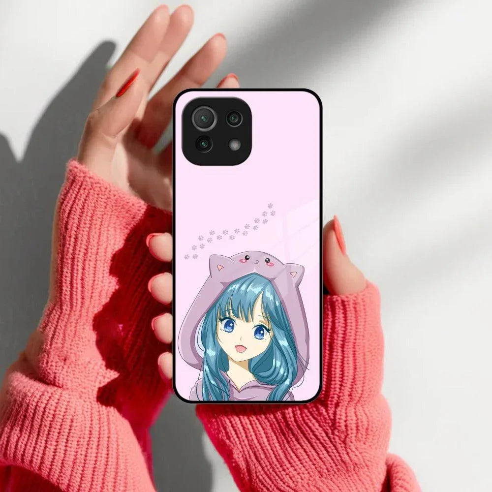 Purple Aesthetic Girl With Cat Phone Glass Case Cover For Redmi/Xiaomi - ShopOnCliQ