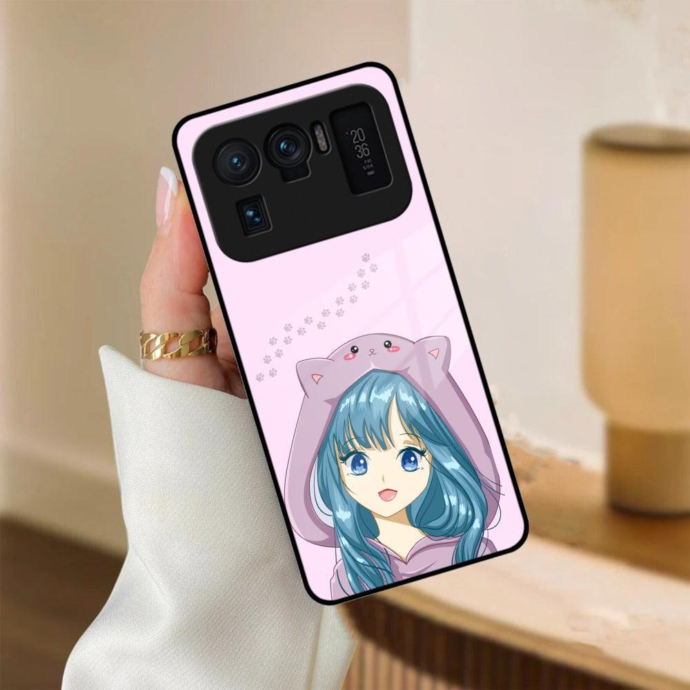 Purple Aesthetic Girl With Cat Phone Glass Case Cover For Redmi/Xiaomi - ShopOnCliQ