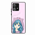 Purple Aesthetic Girl With Cat Phone Glass Case Cover For Motorola Edge 40 5G