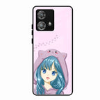 Purple Aesthetic Girl With Cat Phone Glass Case Cover For Motorola Edge 40 5G