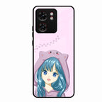Purple Aesthetic Girl With Cat Phone Glass Case Cover For Motorola Edge 40