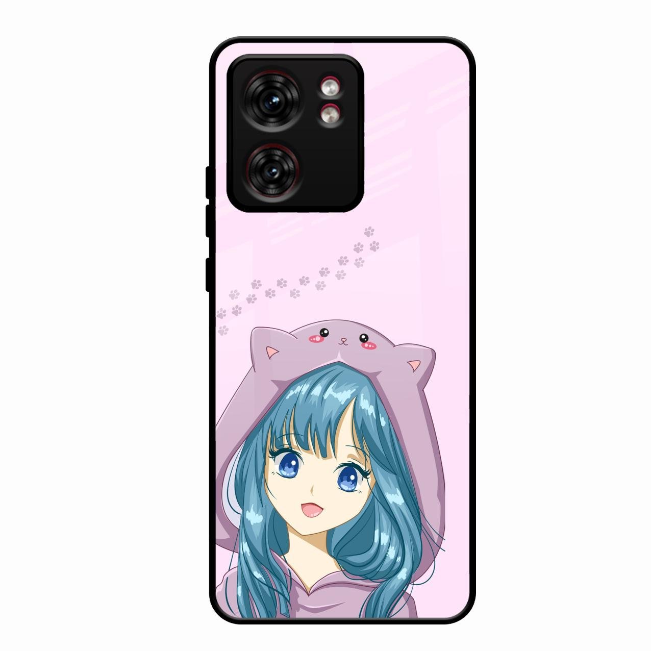 Purple Aesthetic Girl With Cat Phone Glass Case Cover For Motorola Edge 40