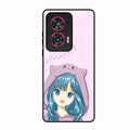 Purple Aesthetic Girl With Cat Phone Glass Case Cover For Motorola Edge 50 Fusion 5G