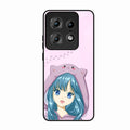 Purple Aesthetic Girl With Cat Phone Glass Case Cover For Motorola Edge 50 Pro
