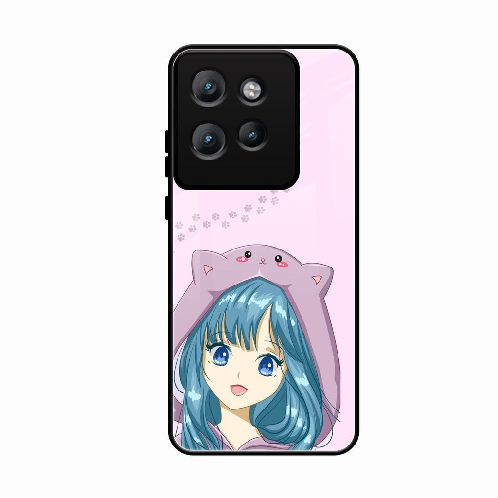 Purple Aesthetic Girl With Cat Phone Glass Case Cover For Motorola Edge 50