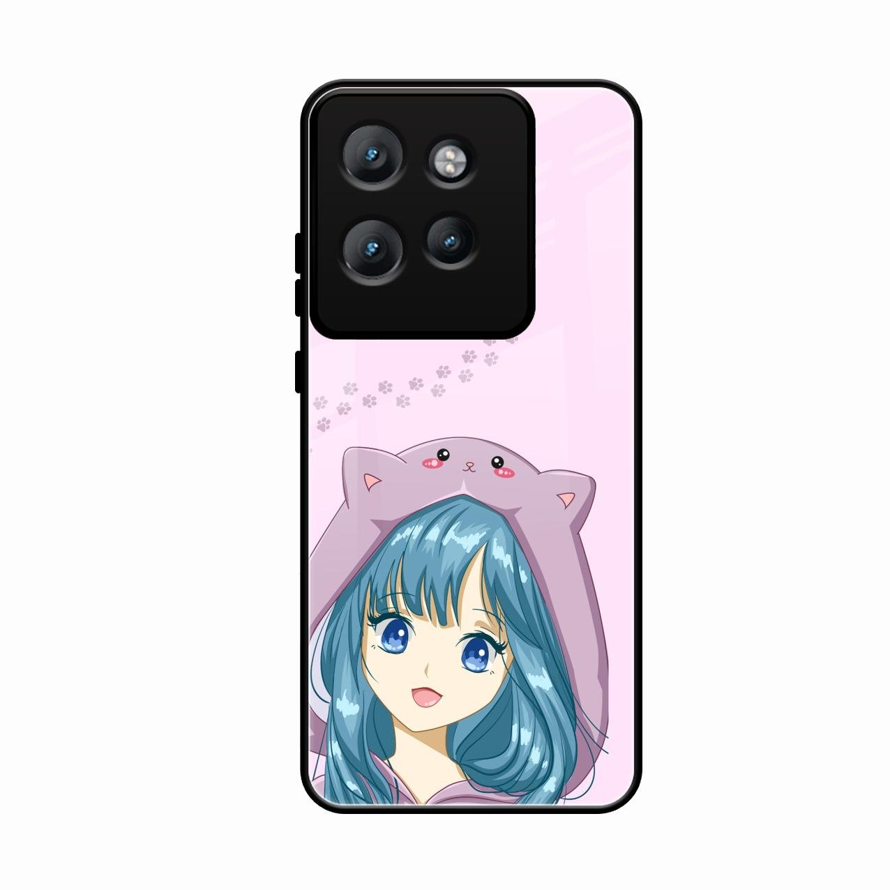 Purple Aesthetic Girl With Cat Phone Glass Case Cover For Motorola Edge 50