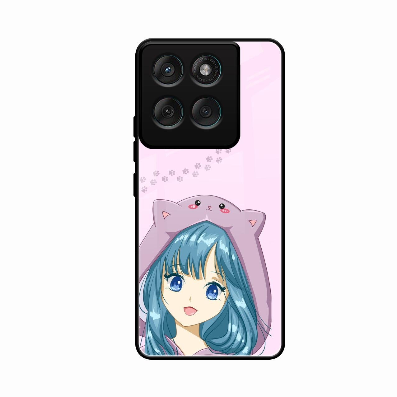 Purple Aesthetic Girl With Cat Phone Glass Case Cover For Motorola Edge 60 Stylus 5G