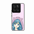 Purple Aesthetic Girl With Cat Phone Glass Case Cover For Motorola G67 Power 5G