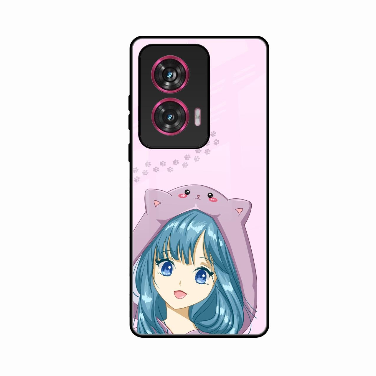 Purple Aesthetic Girl With Cat Phone Glass Case Cover For Motorola G85 5G