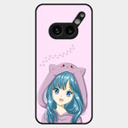 Purple Aesthetic Girl With Cat Phone Glass Case Cover For Nothing Phone 2A Plus