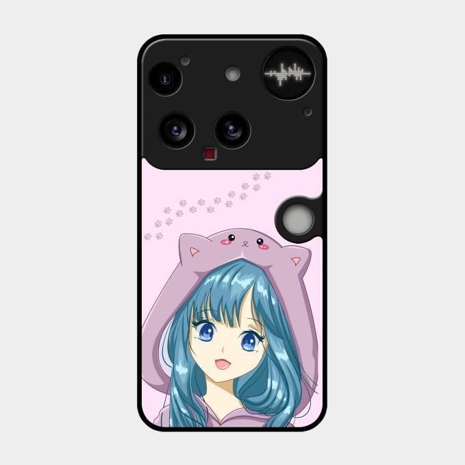 Purple Aesthetic Girl With Cat Phone Glass Case Cover For Nothing Phone 3 5G
