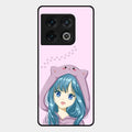 Purple Aesthetic Girl With Cat Phone Glass Case Cover For Oneplus 10 Pro 5G
