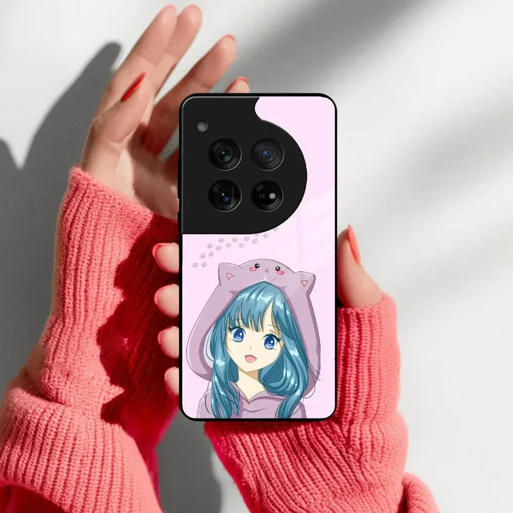 Purple Aesthetic Girl With Cat Phone Glass Case Cover For OnePlus - ShopOnCliQ