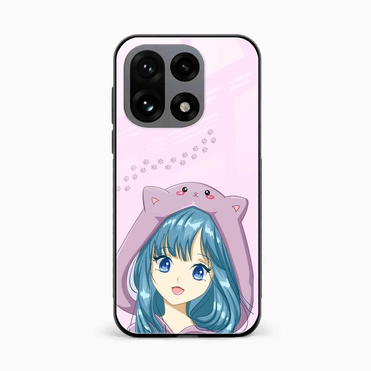 Purple Aesthetic Girl With Cat Phone Glass Case Cover For OnePlus 15 5G