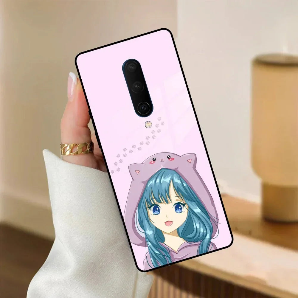Purple Aesthetic Girl With Cat Phone Glass Case Cover For OnePlus - ShopOnCliQ