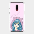 Purple Aesthetic Girl With Cat Phone Glass Case Cover For Oneplus 7
