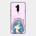 Purple Aesthetic Girl With Cat Phone Glass Case Cover For Oneplus 7T Pro