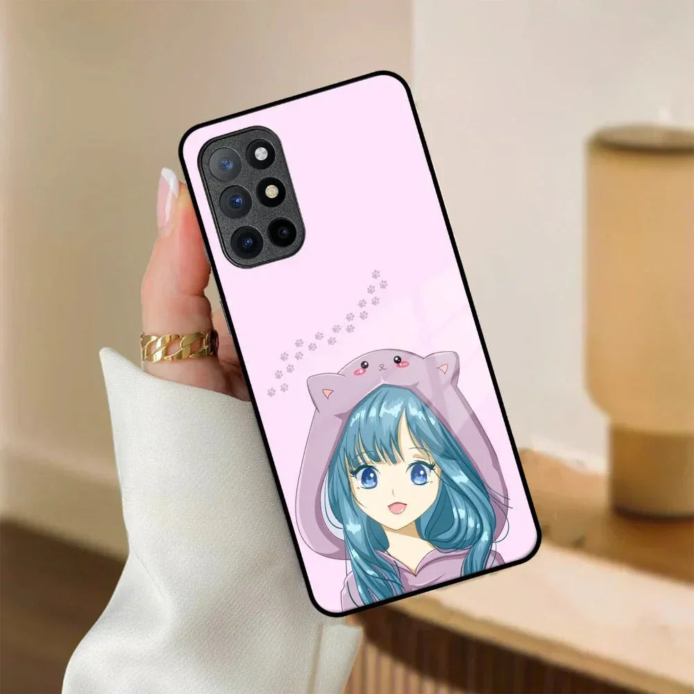 Purple Aesthetic Girl With Cat Phone Glass Case Cover For OnePlus - ShopOnCliQ
