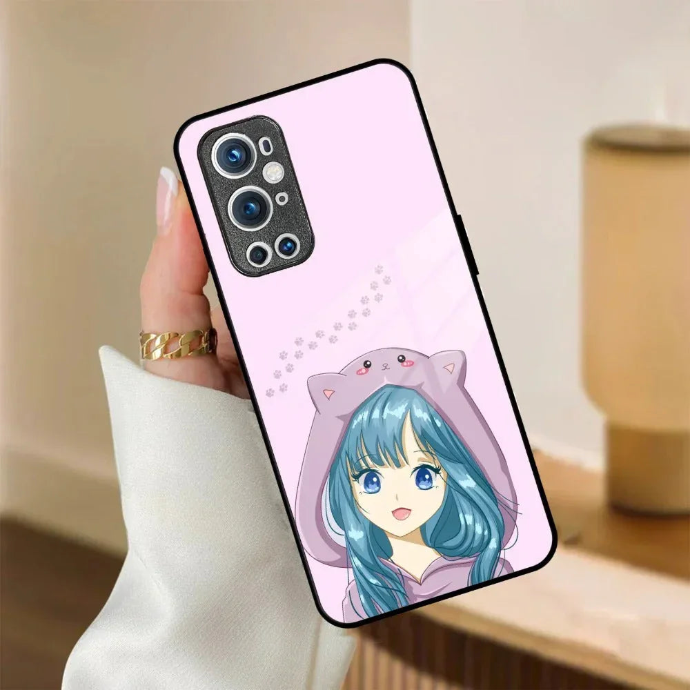 Purple Aesthetic Girl With Cat Phone Glass Case Cover For OnePlus - ShopOnCliQ