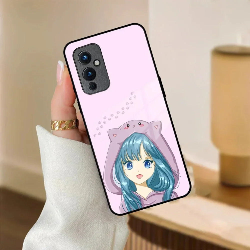Purple Aesthetic Girl With Cat Phone Glass Case Cover For OnePlus - ShopOnCliQ