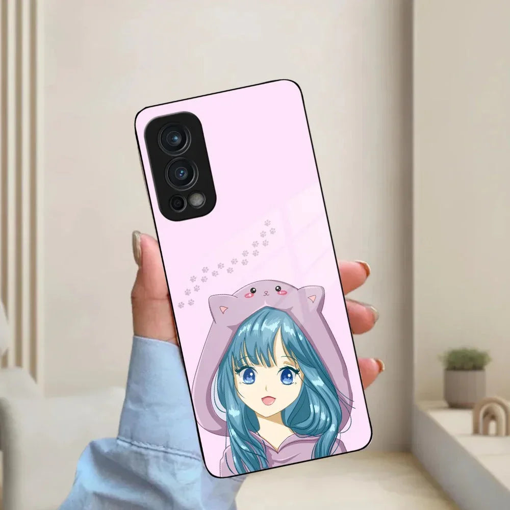 Purple Aesthetic Girl With Cat Phone Glass Case Cover For OnePlus - ShopOnCliQ