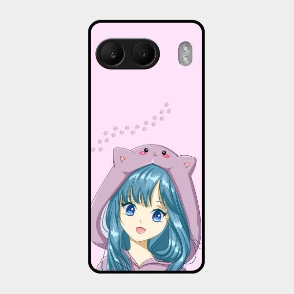Purple Aesthetic Girl With Cat Phone Glass Case Cover For Oneplus Nord 4 5G