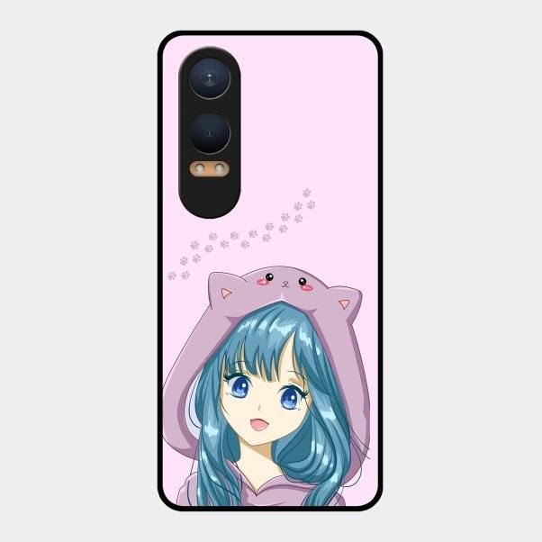 Purple Aesthetic Girl With Cat Phone Glass Case Cover For Oneplus Nord Ce 4 Lite 5G