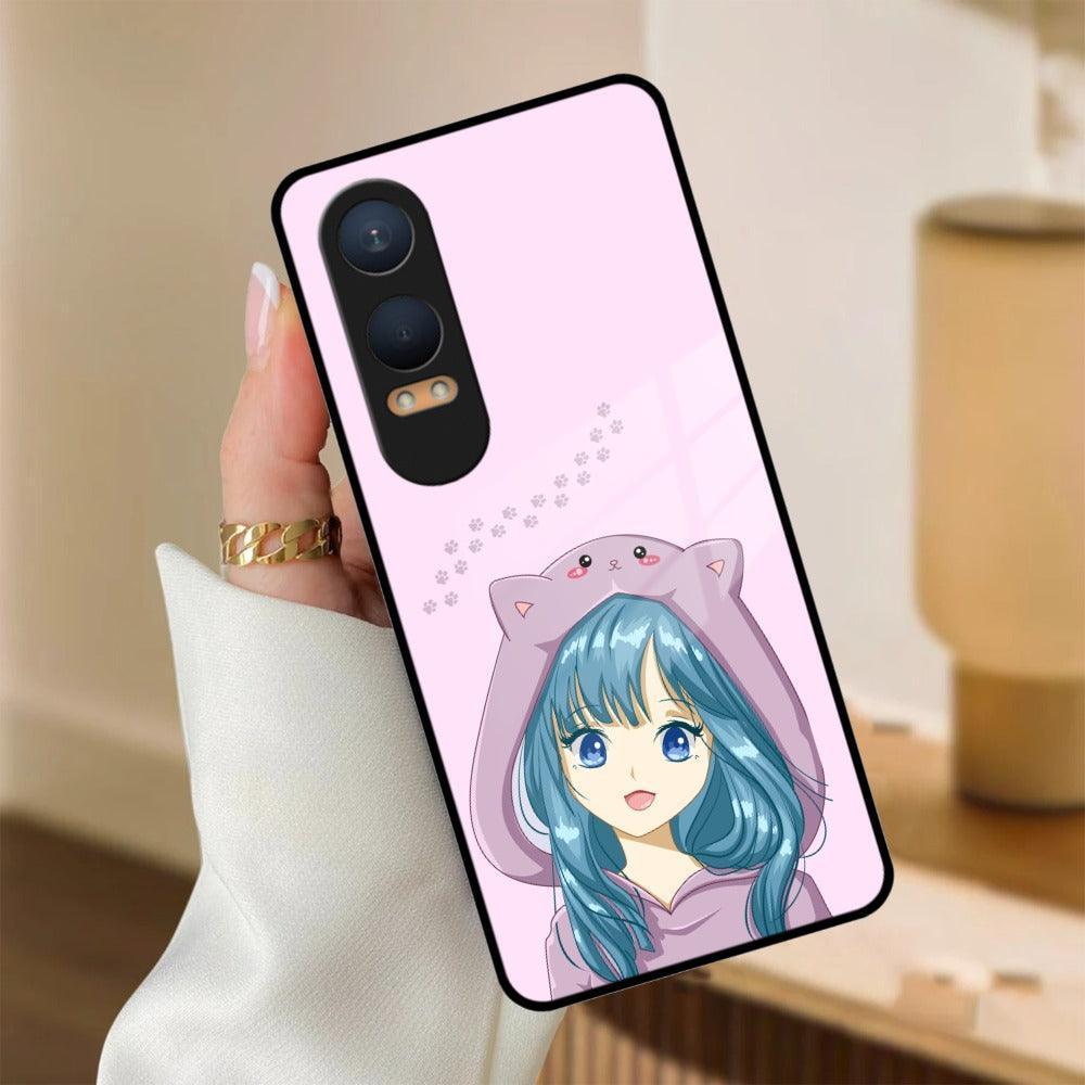 Purple Aesthetic Girl With Cat Phone Glass Case Cover For OnePlus - ShopOnCliQ