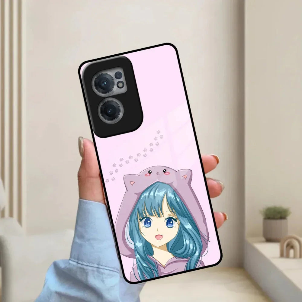 Purple Aesthetic Girl With Cat Phone Glass Case Cover For OnePlus - ShopOnCliQ