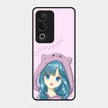 Purple Aesthetic Girl With Cat Phone Glass Case Cover For Oppo A3 Pro 5G
