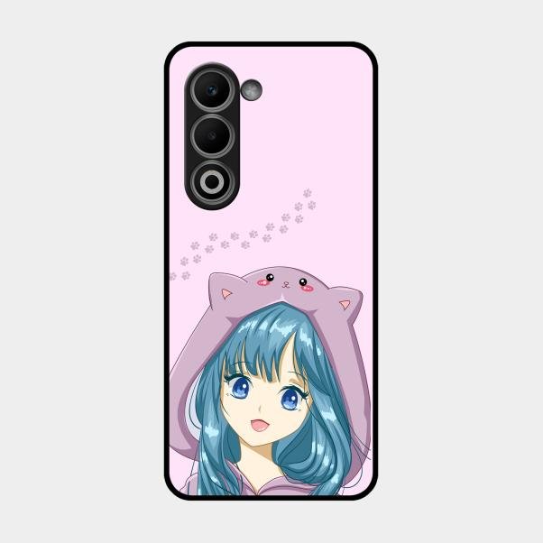 Purple Aesthetic Girl With Cat Phone Glass Case Cover For Oppo A5 5G
