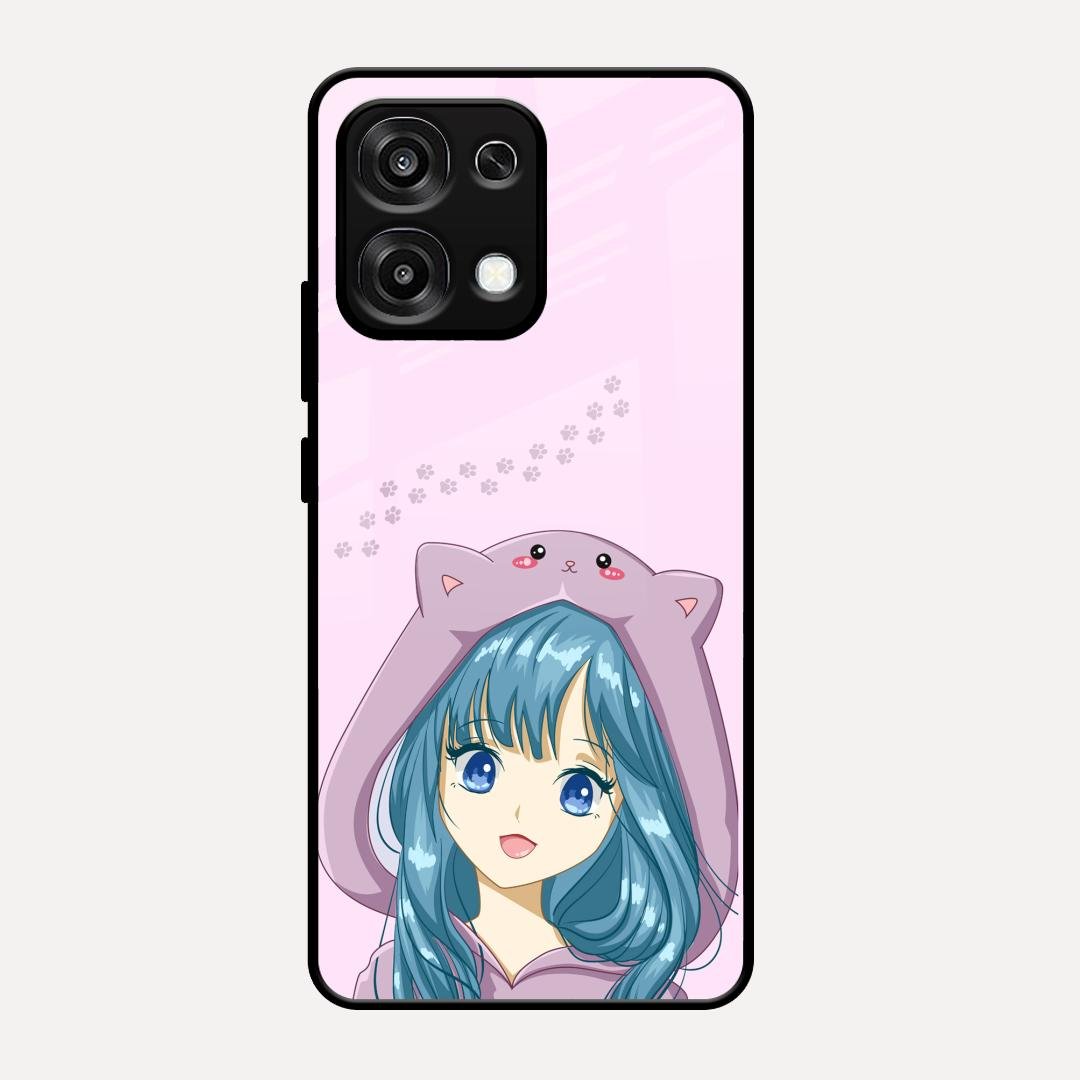 Purple Aesthetic Girl With Cat Phone Glass Case Cover For Oppo F31 5G