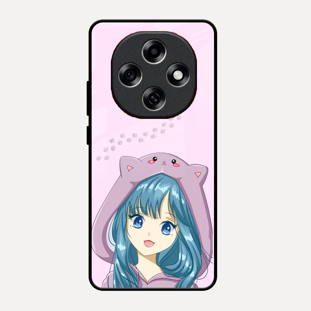 Purple Aesthetic Girl With Cat Phone Glass Case Cover For Oppo F31 Pro 5G