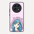 Purple Aesthetic Girl With Cat Phone Glass Case Cover For Oppo F31 Pro Plus 5G