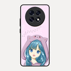 Purple Aesthetic Girl With Cat Phone Glass Case Cover For Oppo F31 Pro Plus 5G