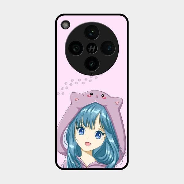 Purple Aesthetic Girl With Cat Phone Glass Case Cover For Oppo Find X8 Pro 5G