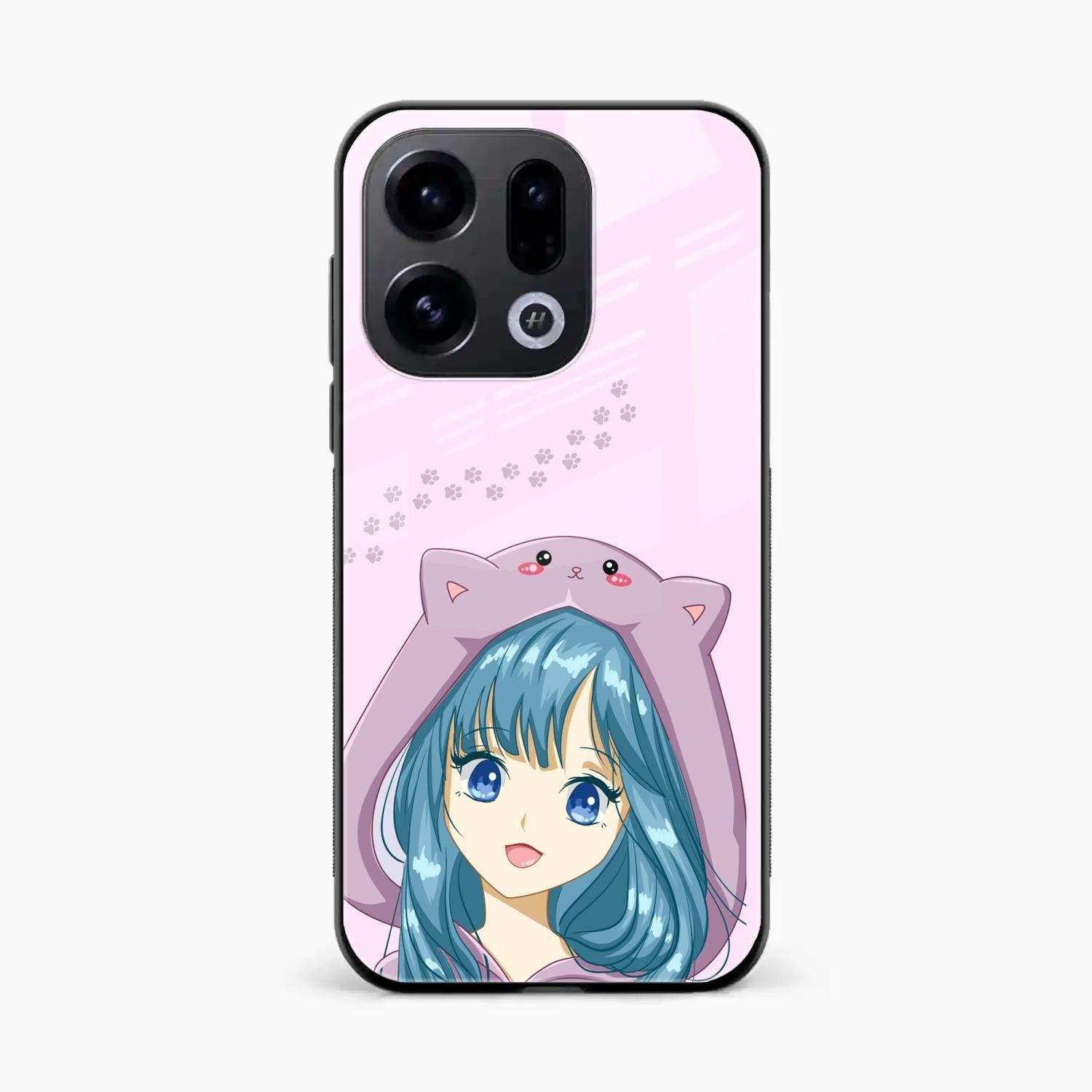 Purple Aesthetic Girl With Cat Phone Glass Case Cover For Oppo Find X9 5G
