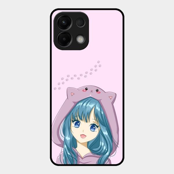 Purple Aesthetic Girl With Cat Phone Glass Case Cover For Oppo K13 5G
