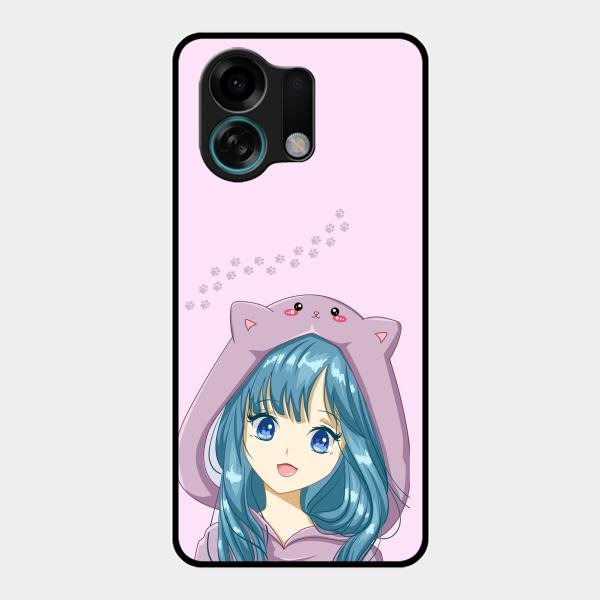 Purple Aesthetic Girl With Cat Phone Glass Case Cover For Oppo K13 Turbo 5G