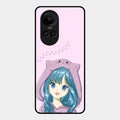 Purple Aesthetic Girl With Cat Phone Glass Case Cover For Oppo Reno 10 Pro 5G